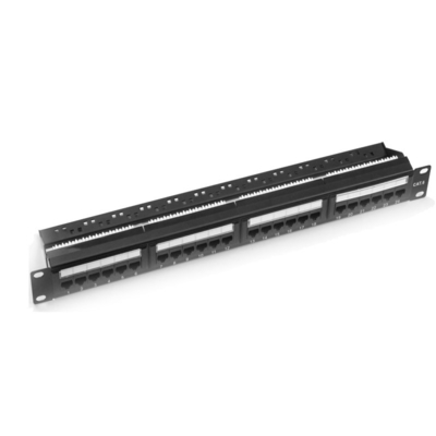 kopen Metalen RJ45 Ethernet patch panel met schild Cat5e/Cat6/Cat6a/Cat7 Zwart 1U 2U met kabelbeheer online manufacture