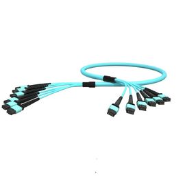 kopen OEM ODM OM3 12 de Vezel Optische Kabel MPO aan MPO Mannelijke Aqua Fan Out van Kernpvc online manufacture