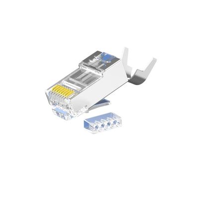 kopen Industriële bulk CAT6 RJ45-stekkers met transparante behuizing en 50 micron vergulde contacten voor 1 Gbps Ethernet online manufacture