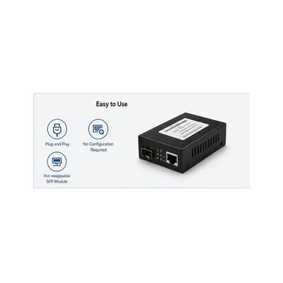 kopen Industriële Gigabit SFP-mediaconverter met dubbel DC 12-48V redundant vermogen, IP40-bescherming en -40 °C tot 85 °C-operatietemperatuur online manufacture