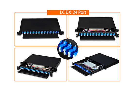 kopen 19 inch 24 LC Port Fiber Optic Patch Panel met koude plaat spuitvorming voor datacenters online manufacture