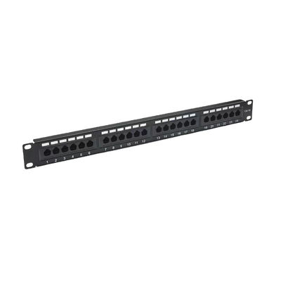 Metal Shielded 24 Port RJ45 Patch Panel RoHS/UL/CE gecertificeerd voor Cat5e/Cat6/Cat6a/Cat7 Ethernet