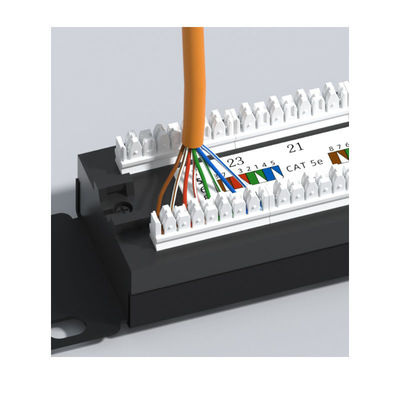 24-poorts metalen RJ45 Ethernet patchpaneel met kabelmanagement voor Cat5e/Cat6/Cat6a/Cat7 netwerken