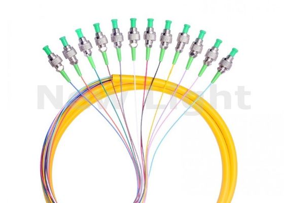 Single Mode FC UPC 12 Core Fanout Fiber Optic Pigtail met 0.9mm Diameter en Lage Invoegverlies