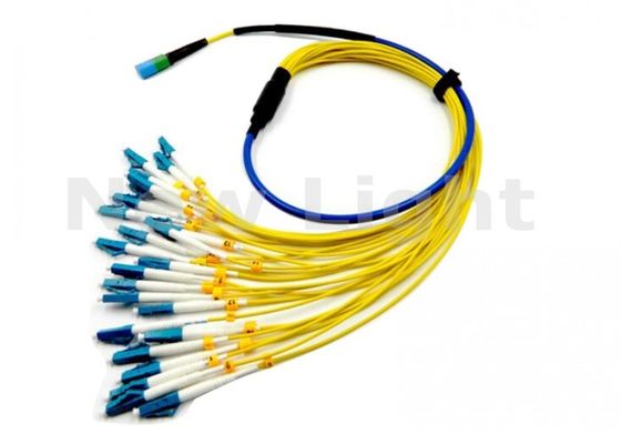 24 Core MPO-LC Cross Connected Single Mode Fiber Optic Patch Cord met optioneel een lengte