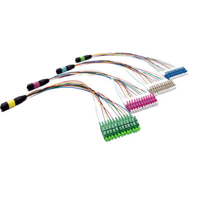 12 Fibers Fan Out MTP MPO Kabel OM3 OM4 voor Interconnect Cassettes en High Density Backbone Bekabeling