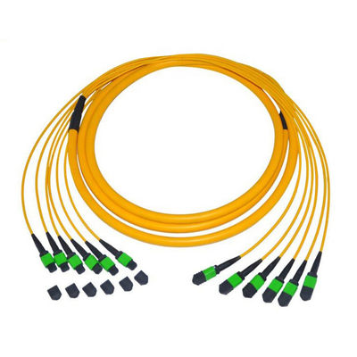 Single Mode 9/125 12 Fiber Trunk MPO MTP-kabel met PVC-materiaal voor hogesnelheidsgegevensoverdracht
