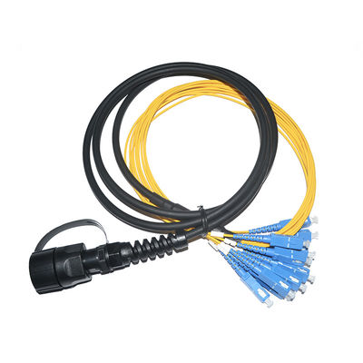 Waterdicht IP67 MPO-SC 12 Core Single Mode Fiber Optic Patch Cord 3 Meter Fan-Out Cable