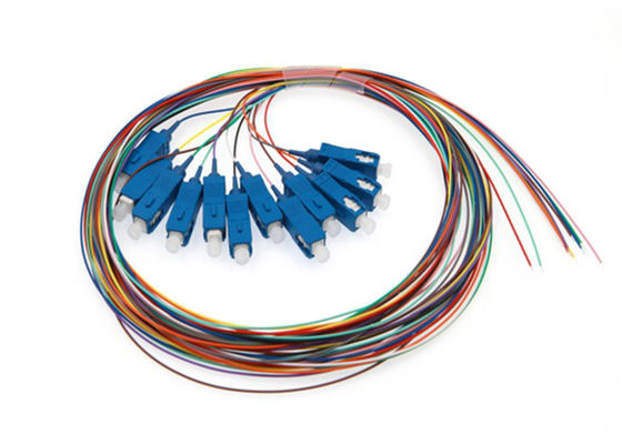 Custom Fiber Optic Pigtail met SC E2000 FC ST Connector 0.9mm 12 Kleuren Kabel voor Low Loss Transmission